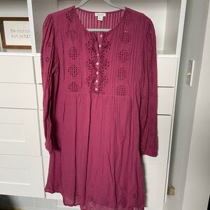 Sundance Long Sleeve Dress with Eyelet Details